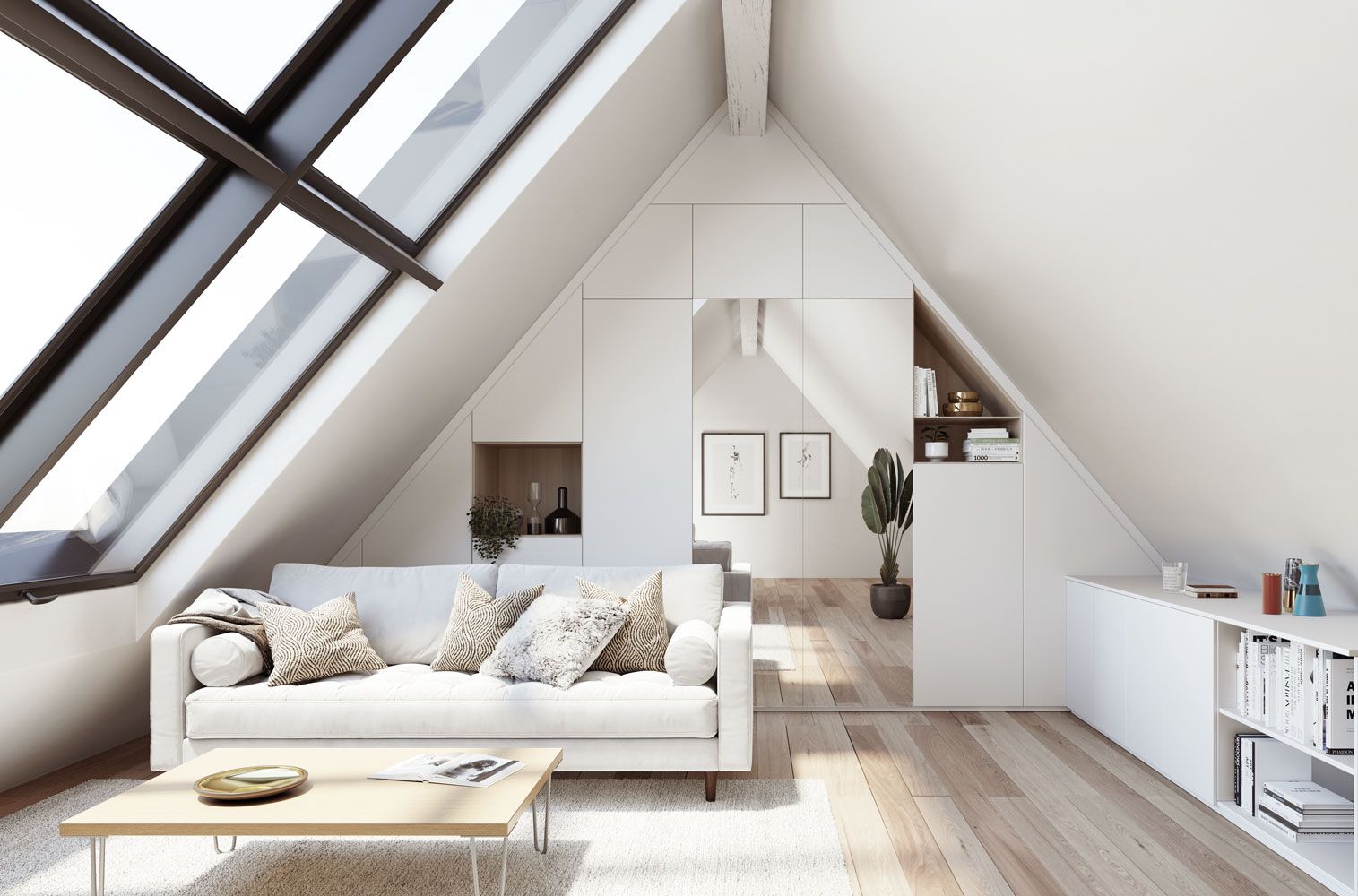 Rangement sous-pente extra mat blanc